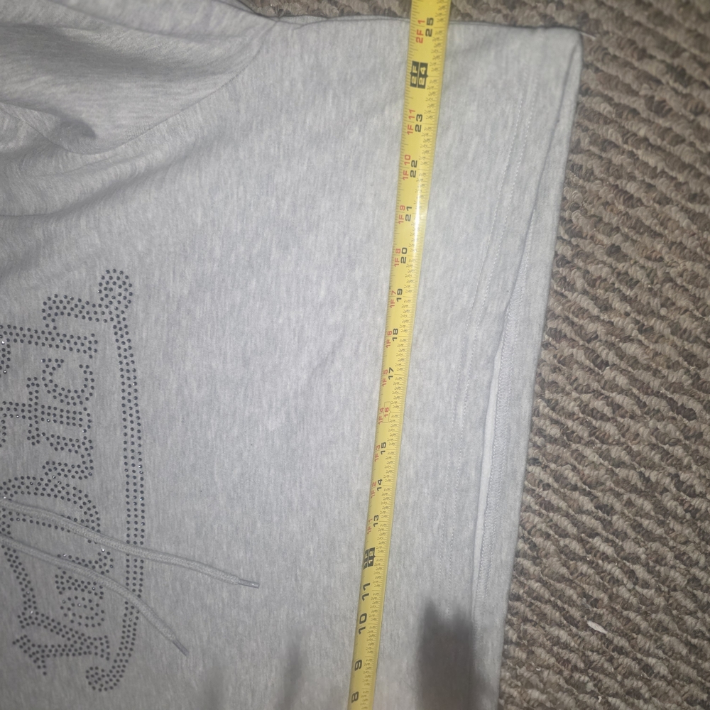 🆕️True Religion Gray Rhinestone Cropped Hoodie ✨ Y2K Streetwear - Picture 8 of 9